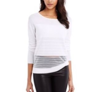ArmaniExchange S | Sheer Panel Crewneck Long Sleeve Top